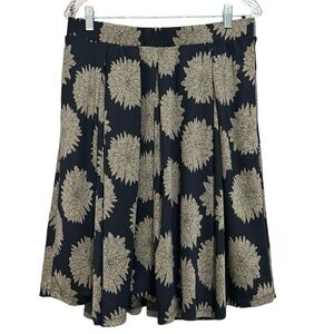 Lularoe 🆕 Madison Pleated Navy Blue & Tan Midi Skirt w/Pockets NWOT Sz Lg